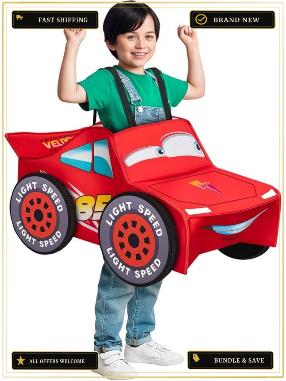 Turbo Race Car Boys Halloween Costume Kids Lightning Driver Pretend Play